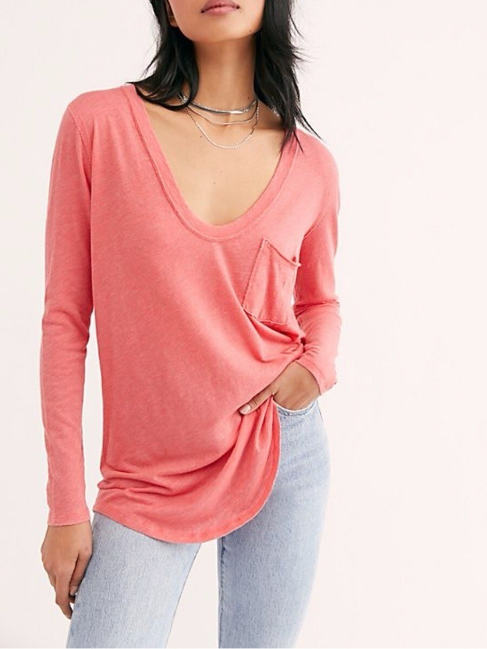 FREE PEOPLE WE THE FREE WOMEN'S SUNSET BETTY LONG SLEEVE SLOUCHY TOP Sz M